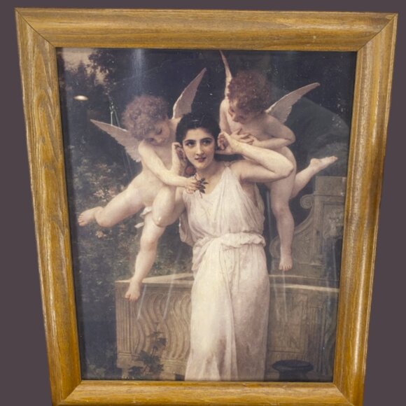 FRAMED PRINT -- "L’Innocence" by William-Adolphe Bouguereau, Wood Frame, Lt. Oak - Picture 1 of 4